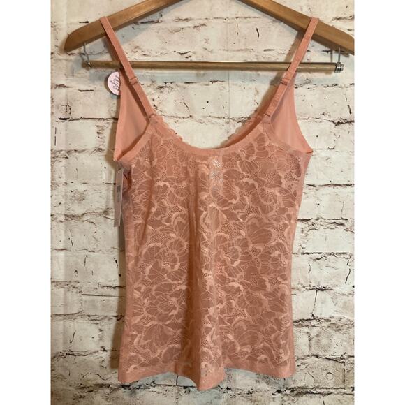 Danskin Bustier Cami Top Women Small Peach All Over Lace Removable Cups Coquette - Picture 15 of 15